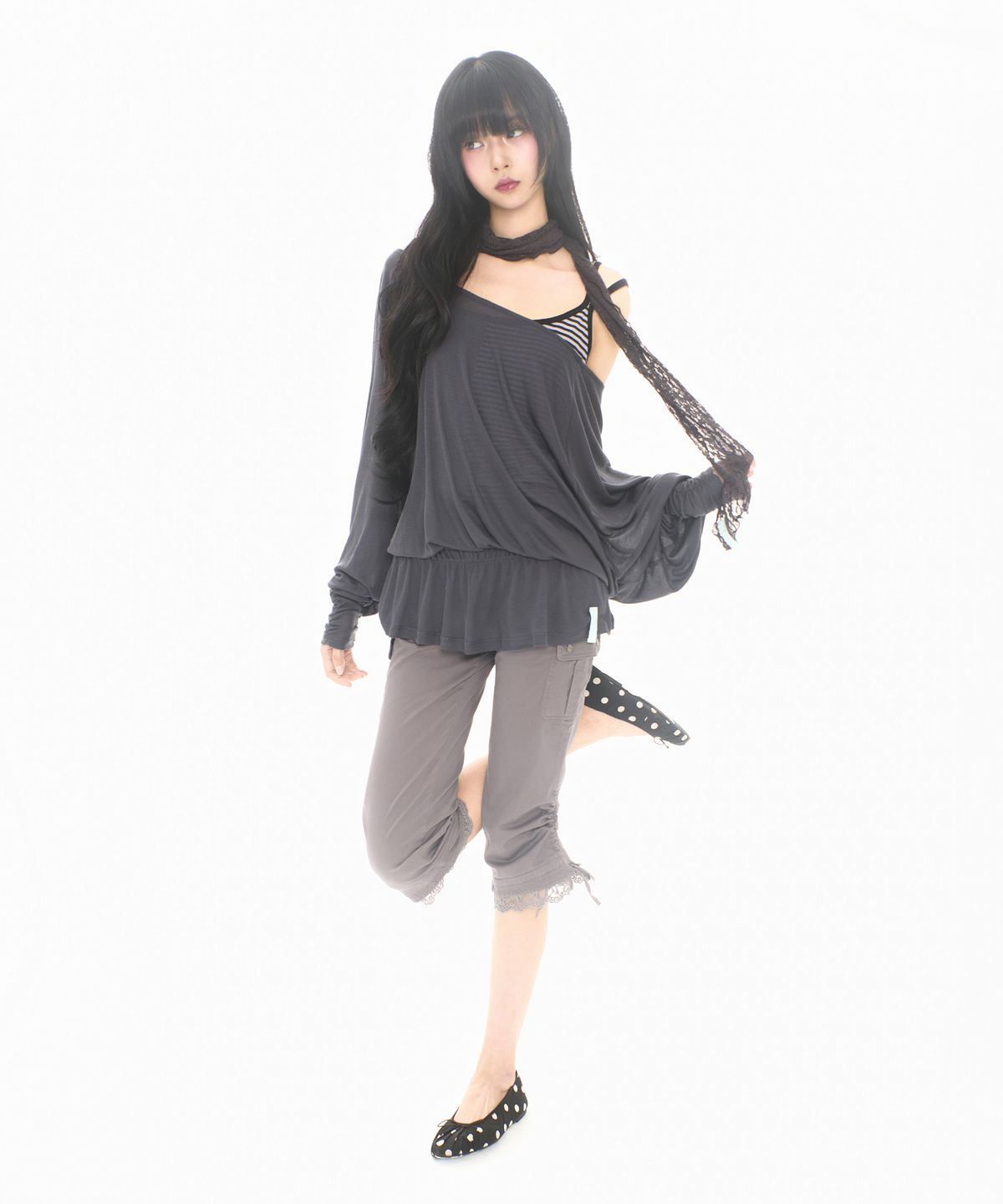 미레코(MIRECO) LACE CORSET CAPRI PT PLUM GREY