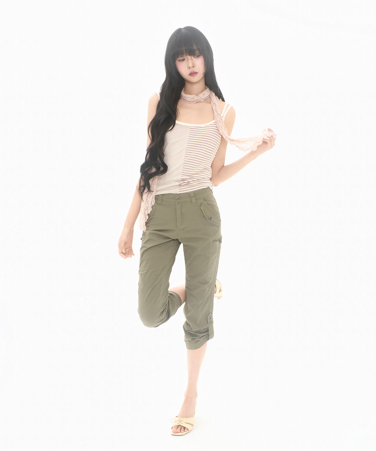 미레코(MIRECO) ROLL-UP CAPRI CARGO PT KHAKI