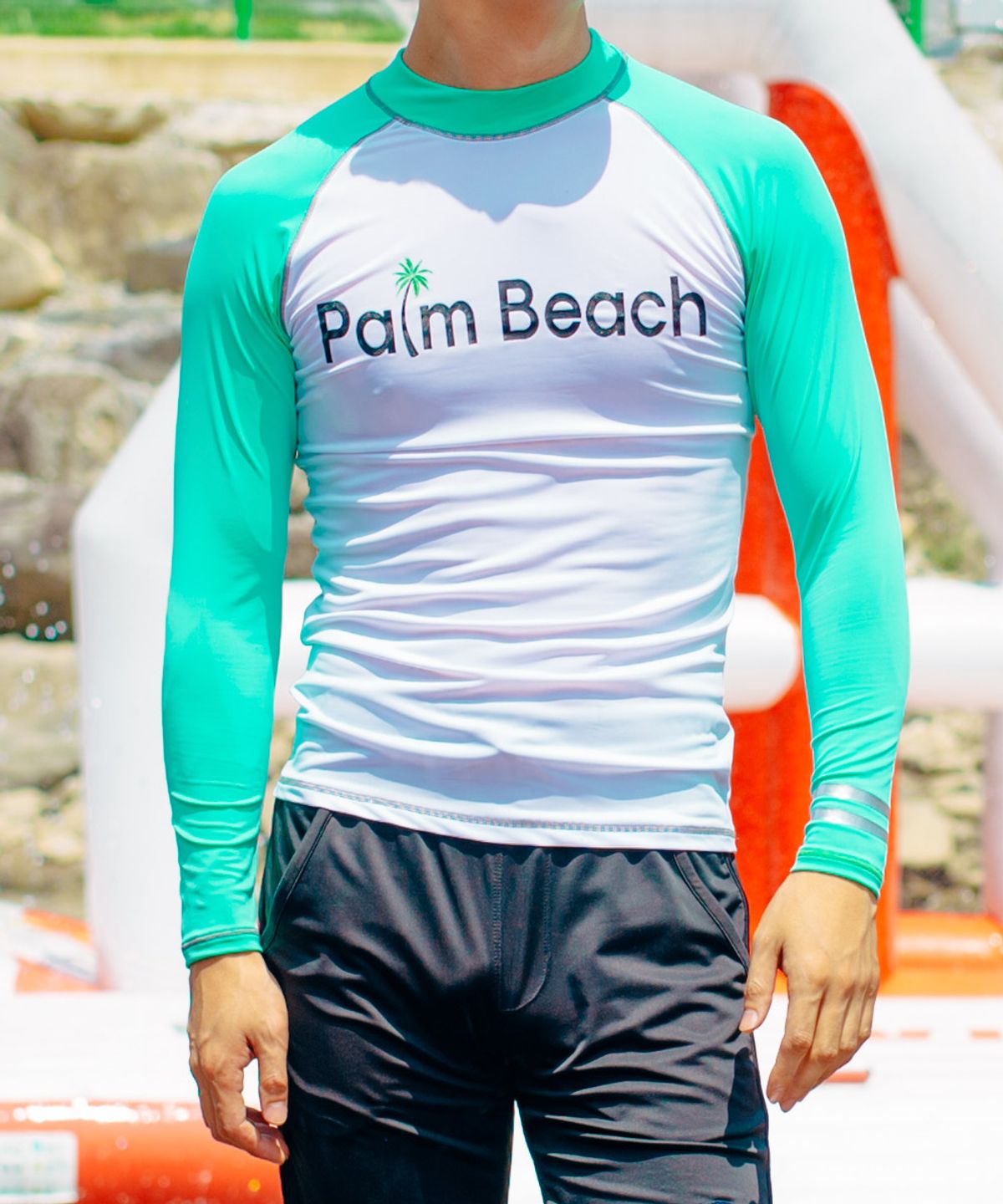 단군(DANGOON) 팜비치 래글런 소매배색 긴팔래쉬가드