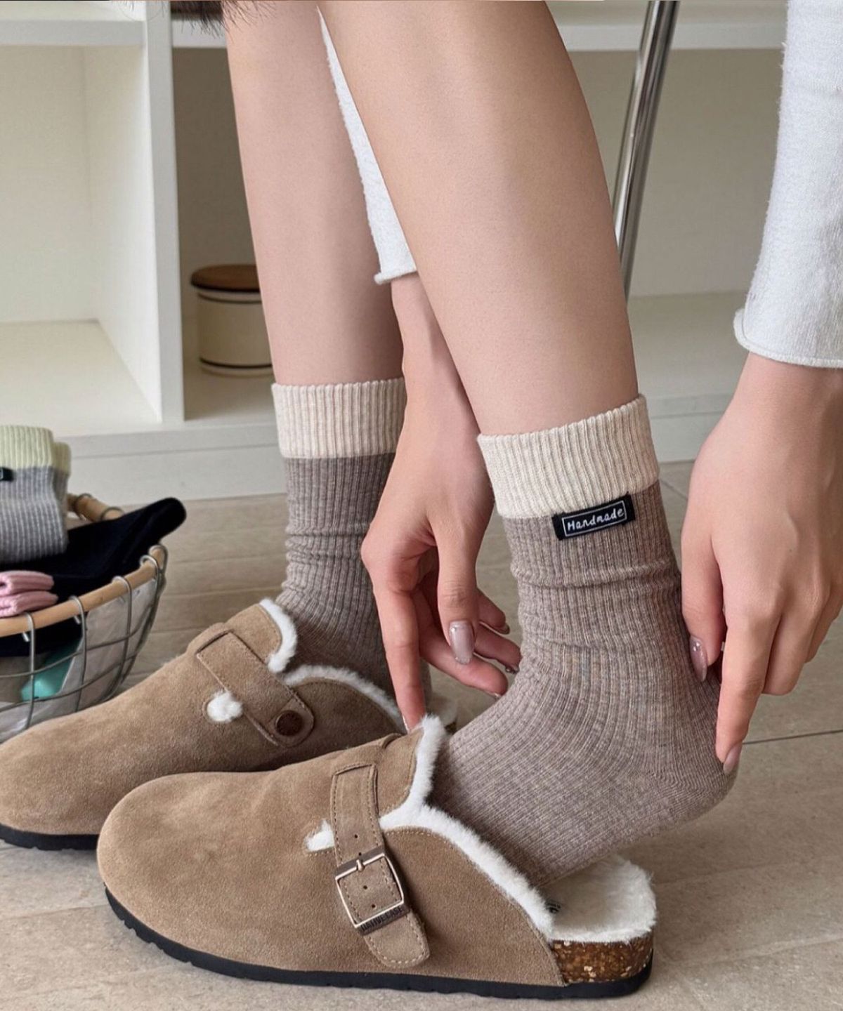 엔젤삭스(ANGEL SOCKS) [2개 세트] 1336 투톤 면 파스텔 면 골지 컬러 양말 PINK SOCKS
