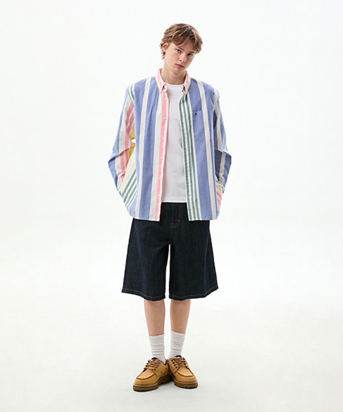 타미진스(TOMMY JEANS) 옥스포드 펀 스트라이프 셔츠 (T32G6WSH42TMT1YBL)