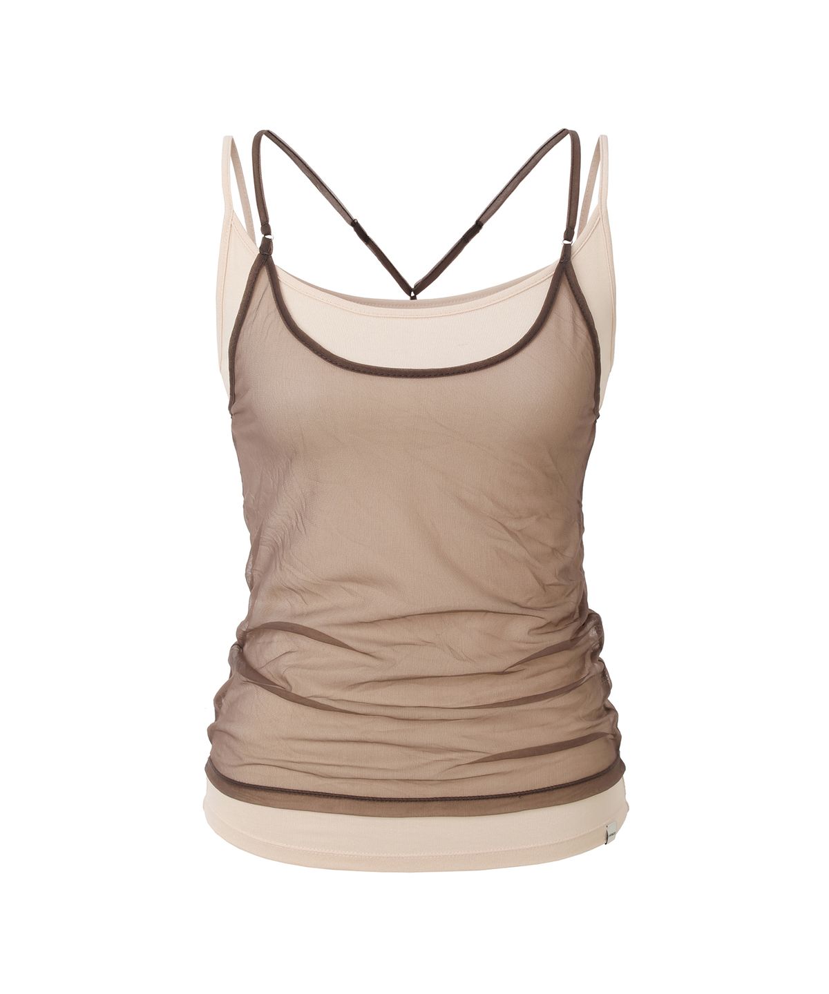 미레코(MIRECO) SOFT MESH LAYER CAMI NUDE MOCHA