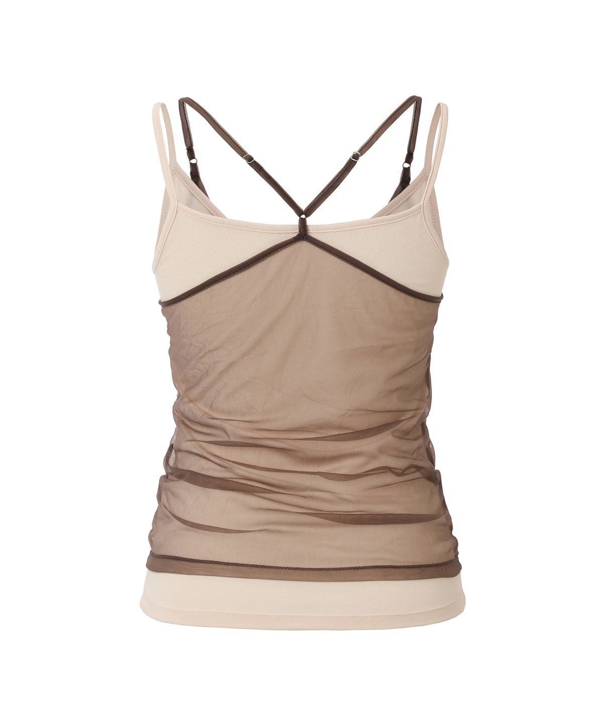 미레코(MIRECO) SOFT MESH LAYER CAMI NUDE MOCHA