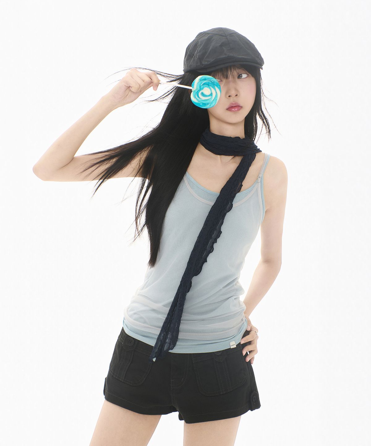 미레코(MIRECO) SOFT MESH LAYER CAMI COTTON CANDY
