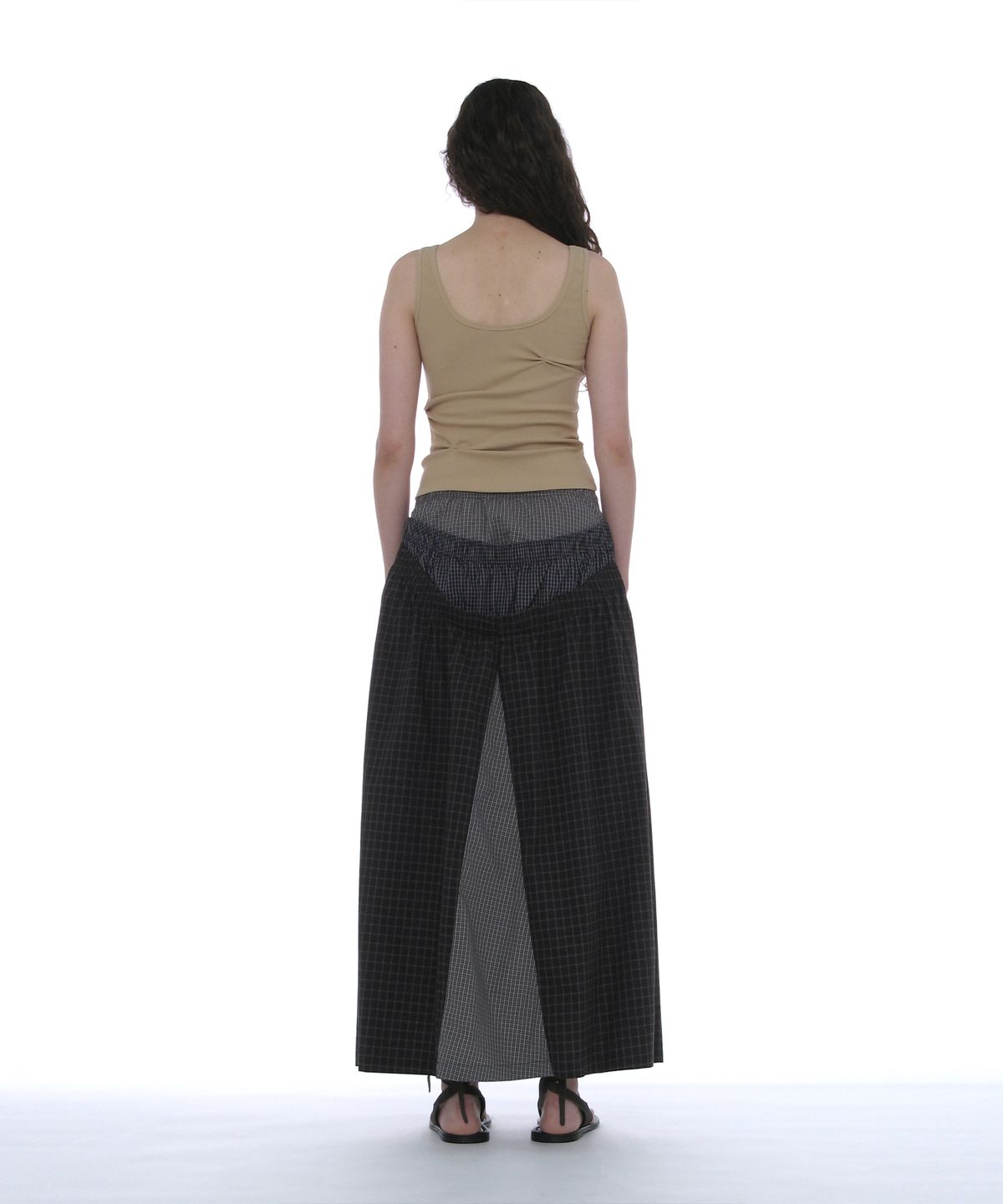 파르티멘토 우먼(PARTIMENTO WOMEN) 레이스업 플립 플랍_다크 브라운