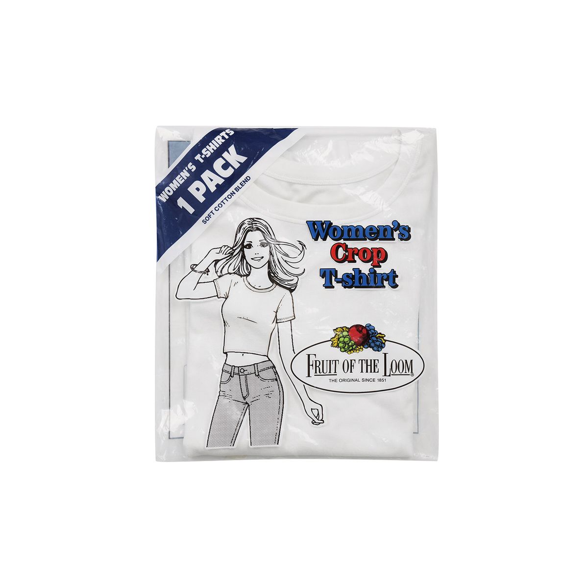 프룻오브더룸(FRUIT OF THE LOOM) Womens 슬림 크롭티셔츠(WHITE)