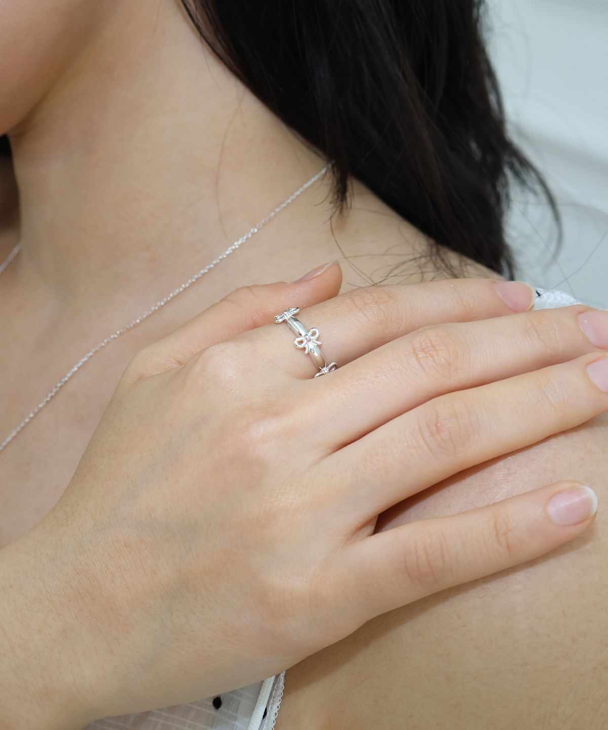 몽드린느(MONDELIGNE) Chiffon ribbon ring