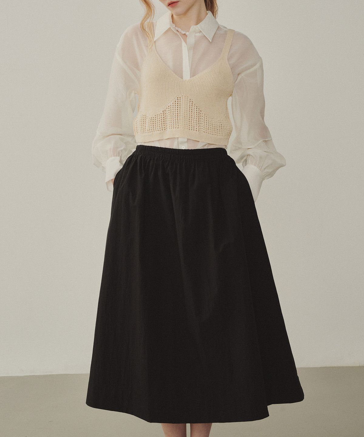 멜리앤로즈(MELLY&ROSE) 베니스 풀 스커트(315305)_BLACK