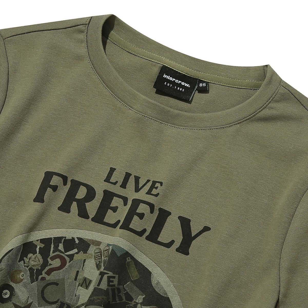인터크루(INTERCREW) 우먼스 스트링 세미 크롭 반팔 카키 ITA2TR58BKH