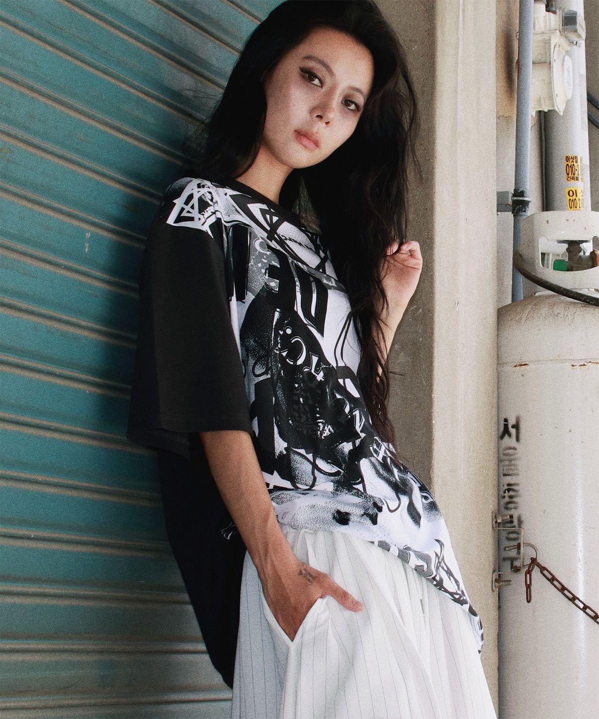 드마크(DEMARC) Street collage oversized t-shirts