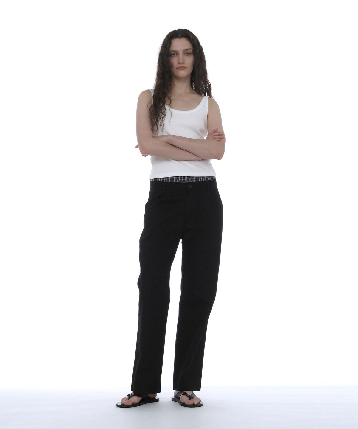 파르티멘토 우먼(PARTIMENTO WOMEN) 더블 웨이스트 치노 팬츠_블랙