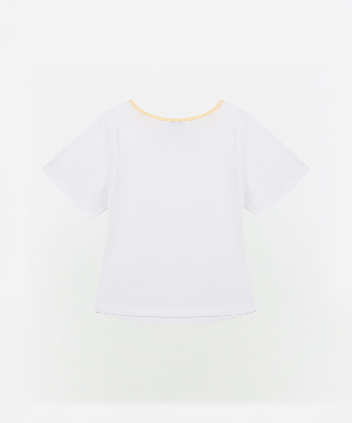 업드래프트(UPDRAFT) SPIRAL APPLIQUE SLIM T-SHIRTS [WHITE/YELLOW]