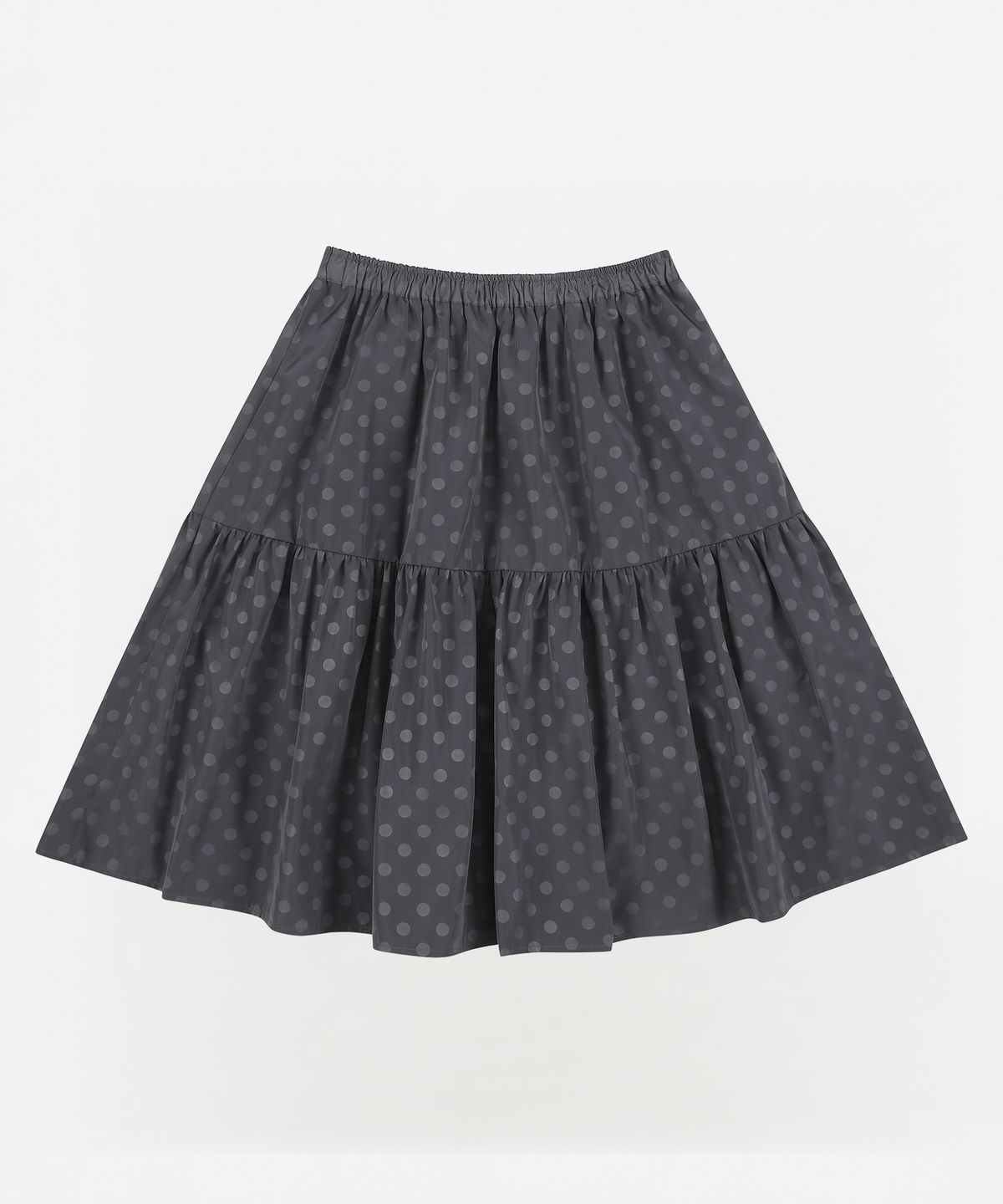 업드래프트(UPDRAFT) DOT SHIRRING KANGKANG MIDI SKIRT [GREY]