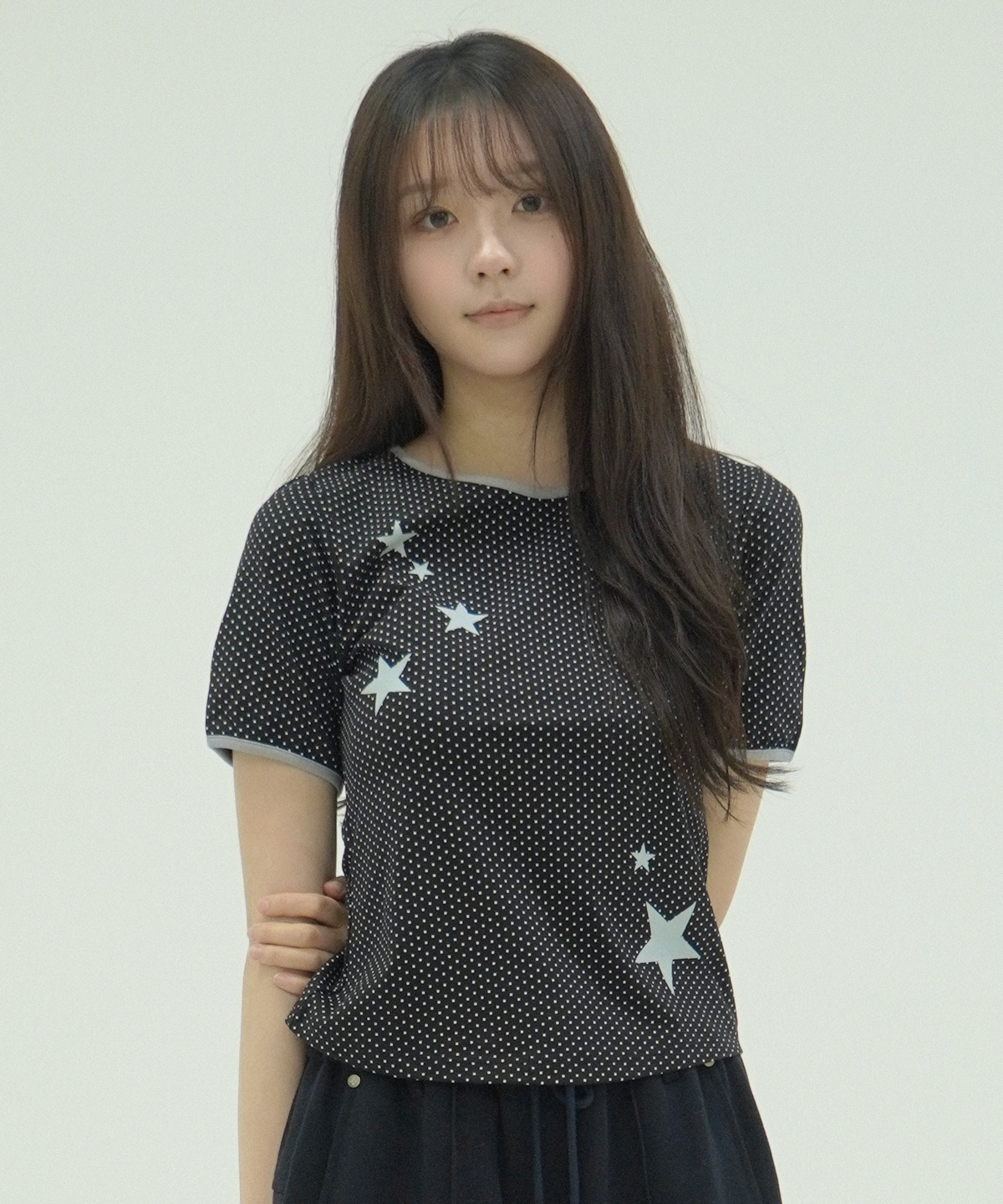 업드래프트(UPDRAFT) DOT STAR RINGER SLIM T-SHIRTS [BLACK]