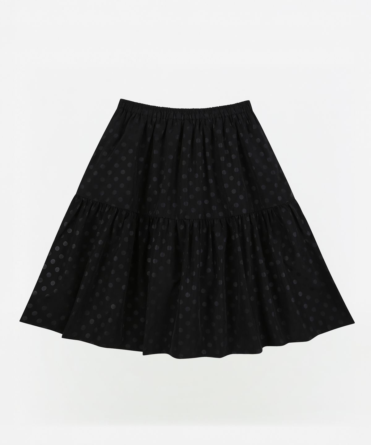 업드래프트(UPDRAFT) DOT SHIRRING KANGKANG MIDI SKIRT [BLACK]