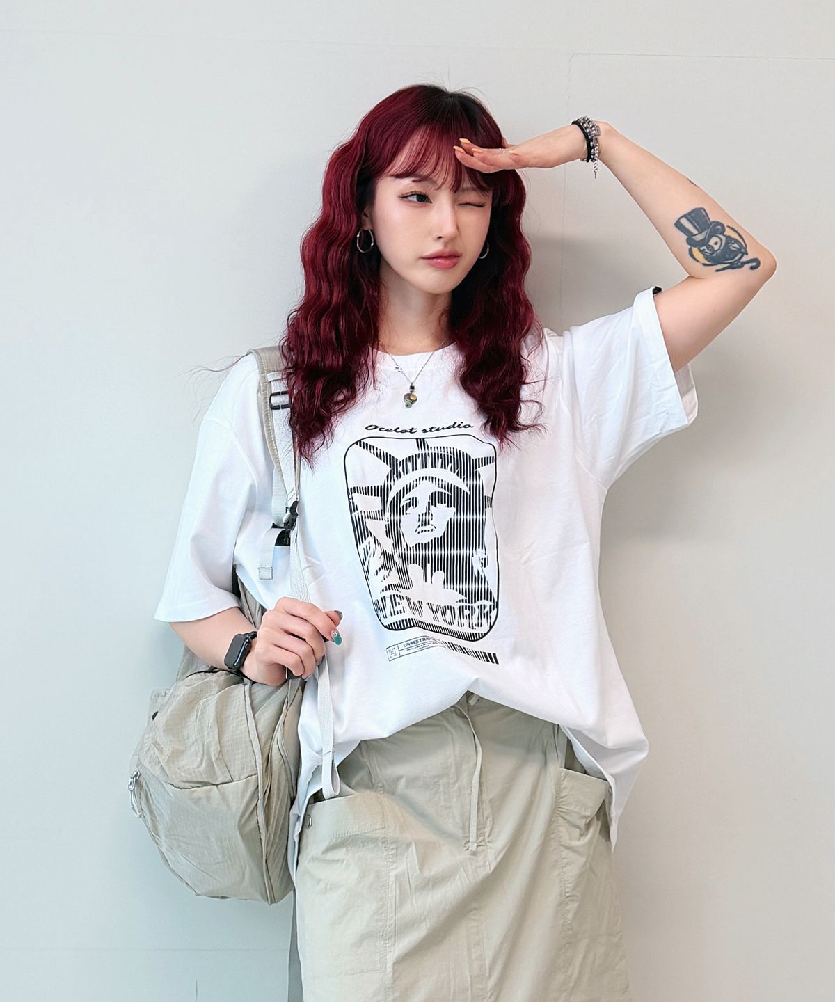 오실롯(OCELOT) C94 자유의 여신상 오버핏 반팔 티셔츠_화이트