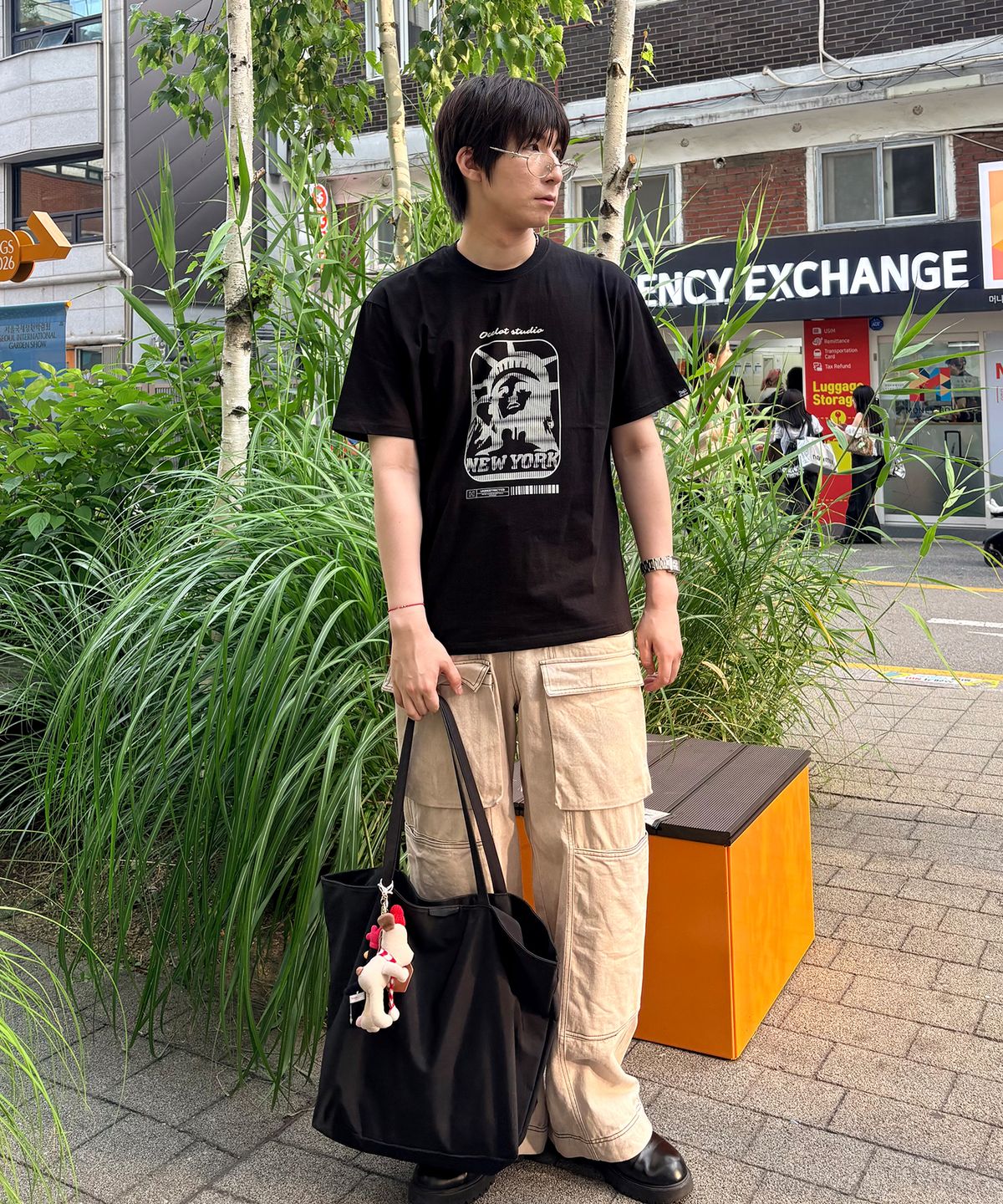오실롯(OCELOT) C94 자유의 여신상 오버핏 반팔 티셔츠_블랙