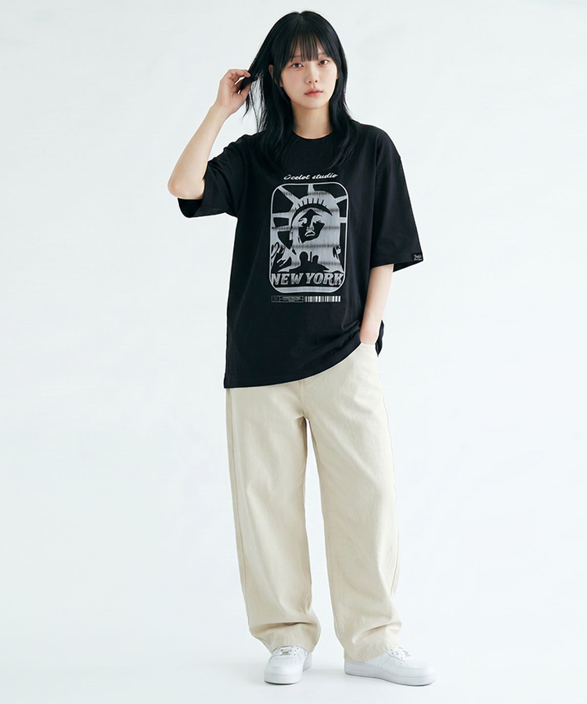 오실롯(OCELOT) C94 자유의 여신상 오버핏 반팔 티셔츠_블랙