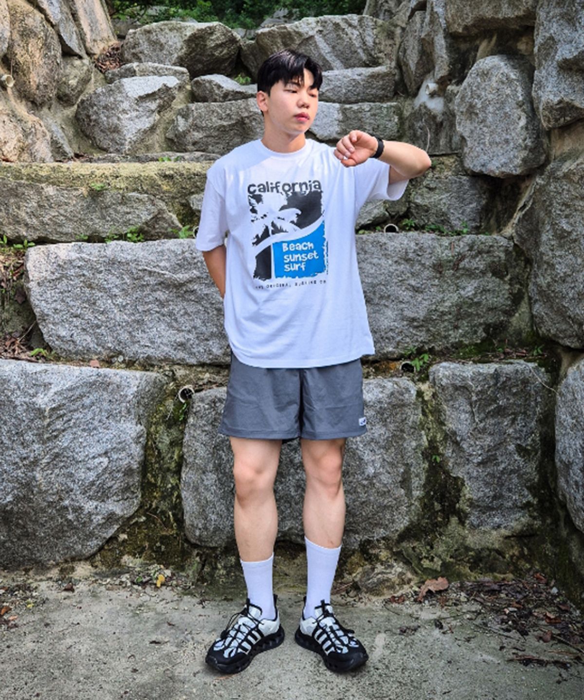 오실롯(OCELOT) C95 비치선셋서프 오버핏 반팔 티셔츠_화이트