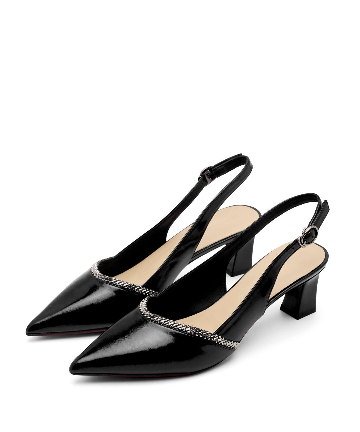스퍼(SPUR) Jade V-cut Crystal Slingback Heel 슬링백 힐 5.8cm -WS9019 (2color)
