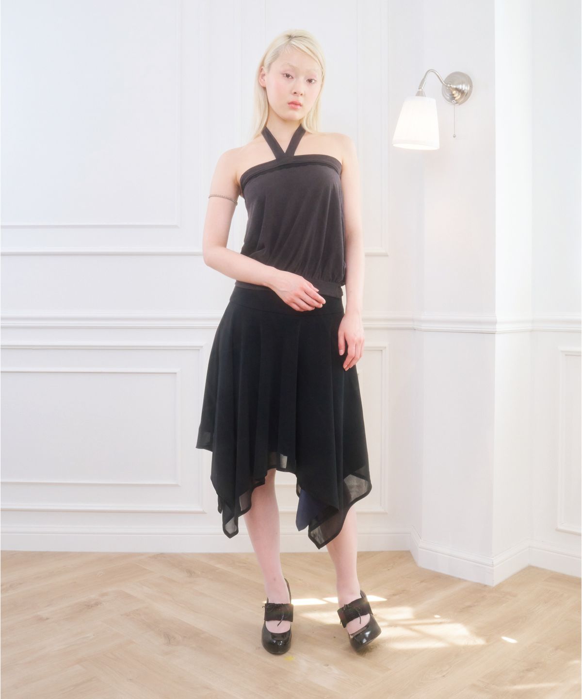 벨리아르(BELLIALEU) IRIS LOW RISE MIDI SKIRT BLACK