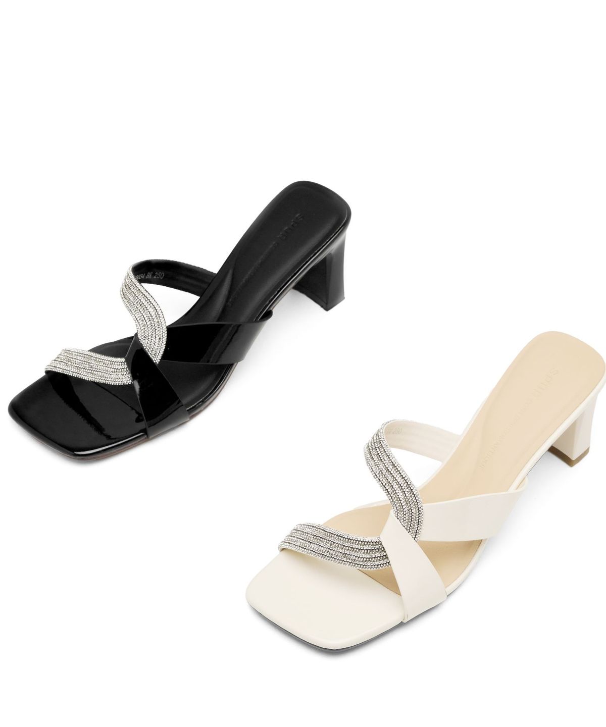 스퍼(SPUR) Cleo Crystal Mule Sandal 소가죽 뮬 샌들 8cm -WS9034 (2color)