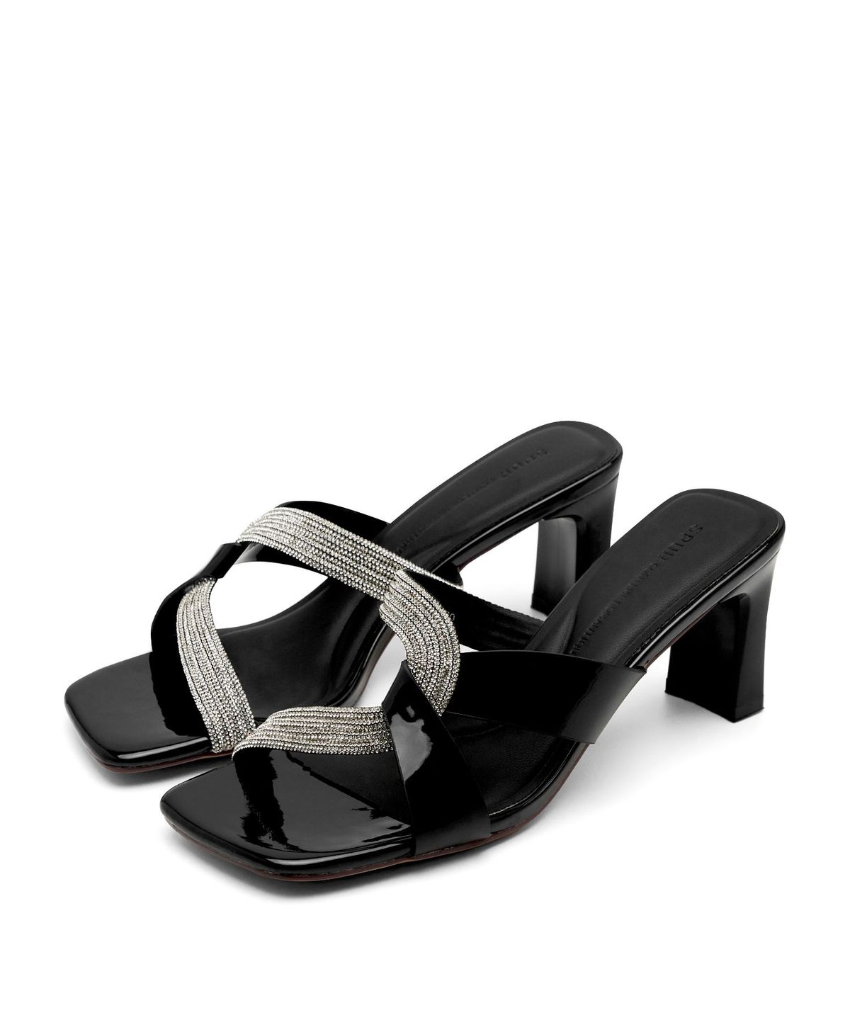 스퍼(SPUR) Cleo Crystal Mule Sandal 소가죽 뮬 샌들 8cm -WS9034 (2color)