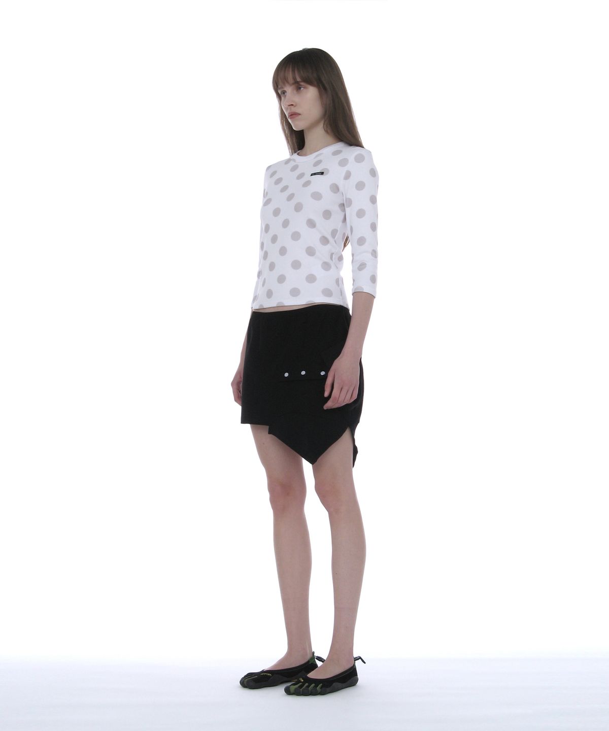 파르티멘토 우먼(PARTIMENTO WOMEN) 리워크드 폴로 미니 스커트_블랙