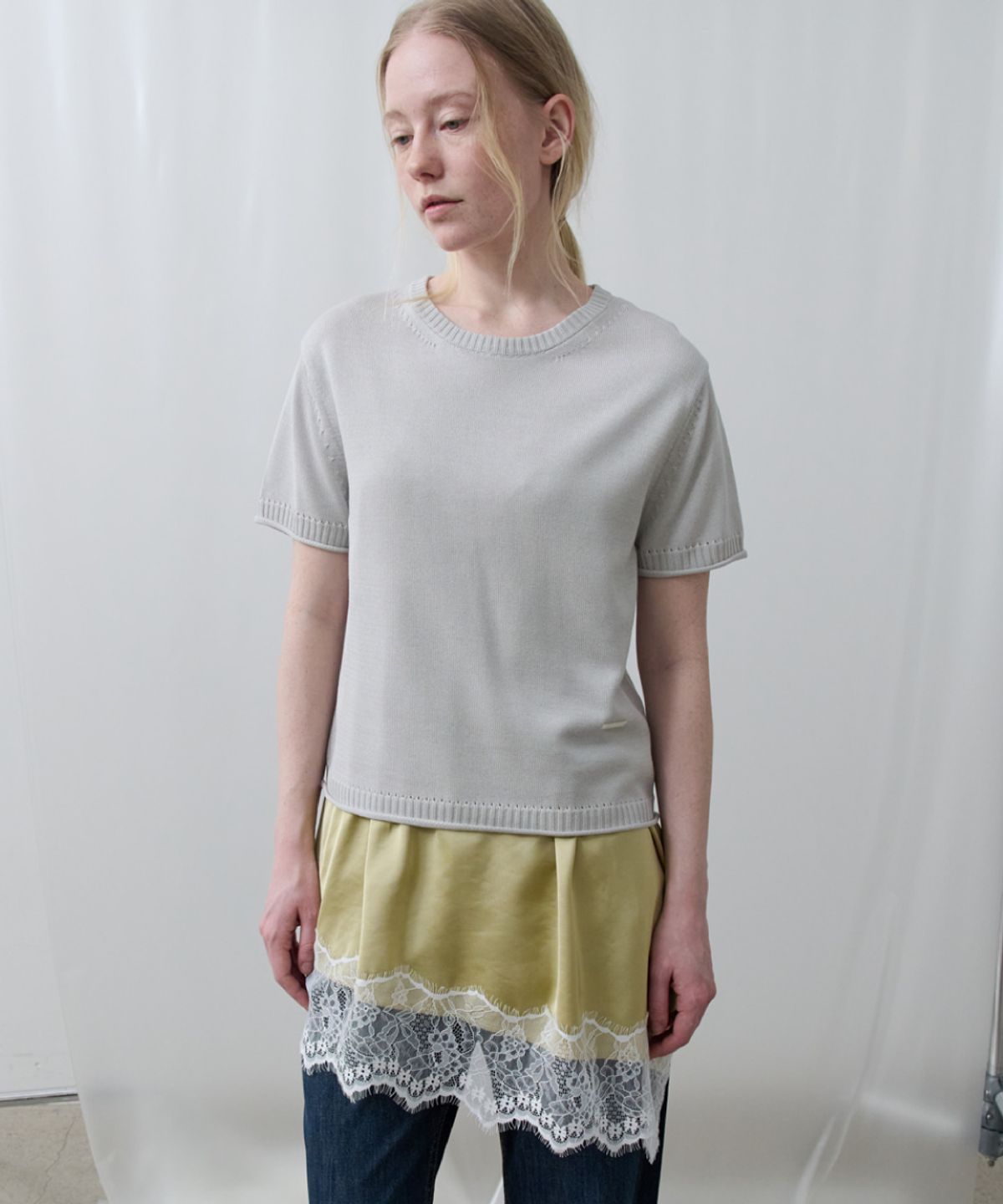 토아베(TOAVE) Silk Tencel Half Sleeve Knit (Cloudy)
