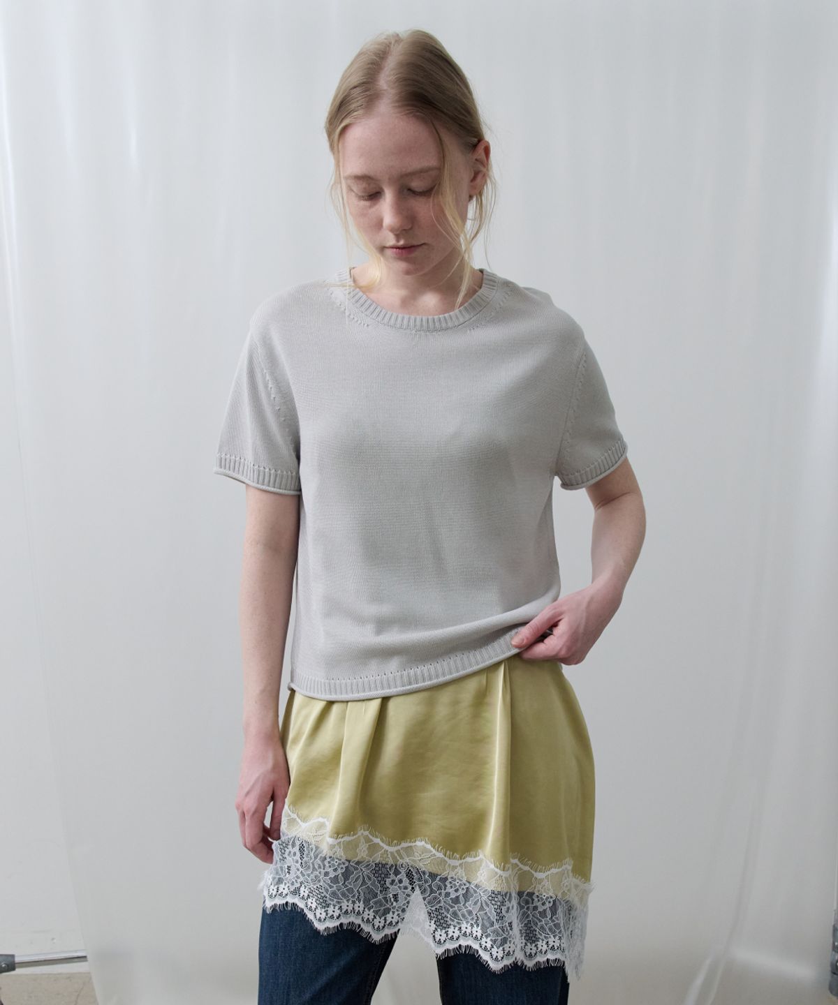 토아베(TOAVE) Silk Tencel Half Sleeve Knit (Cloudy)