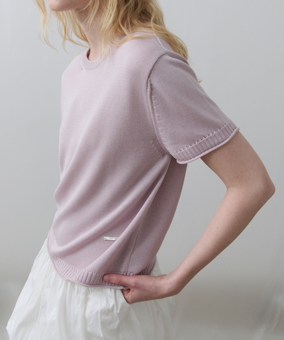 토아베(TOAVE) Silk Tencel Half Sleeve Knit (Pink)