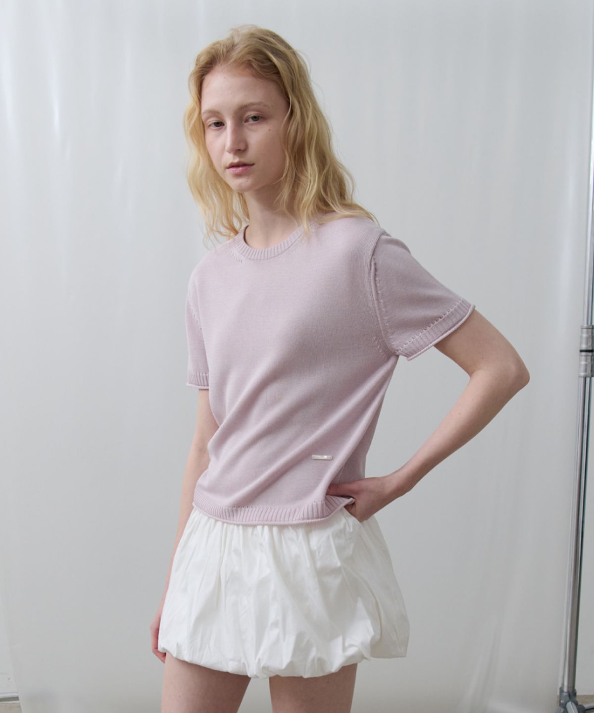 토아베(TOAVE) Silk Tencel Half Sleeve Knit (Pink)