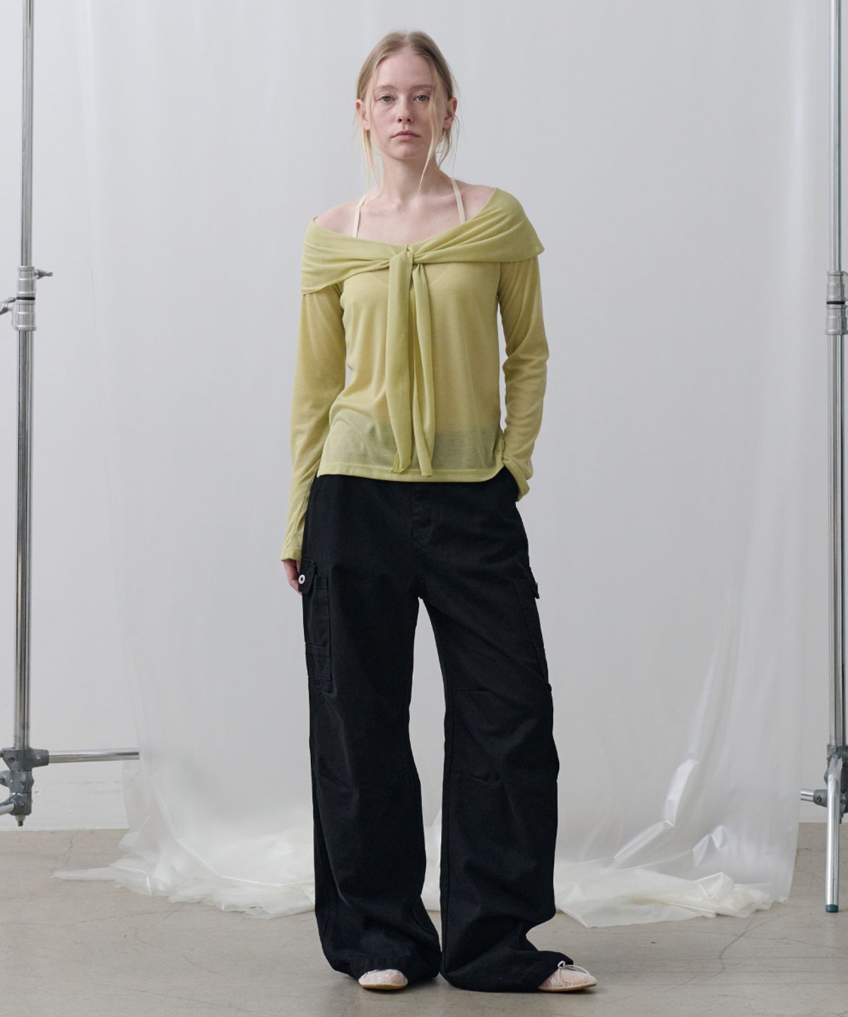 토아베(TOAVE) Russell Cargo Cotton Wide Pants (Black)
