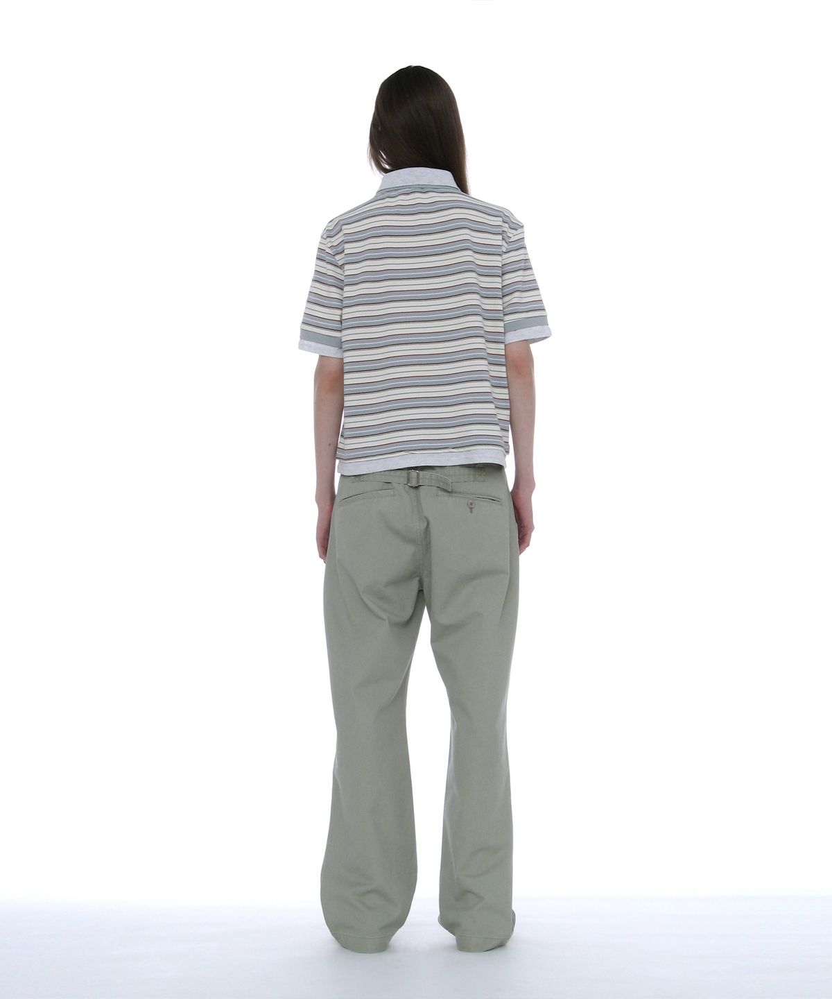 파르티멘토 우먼(PARTIMENTO WOMEN) 더블 레이어드 스트라이프 폴로 티_스카이