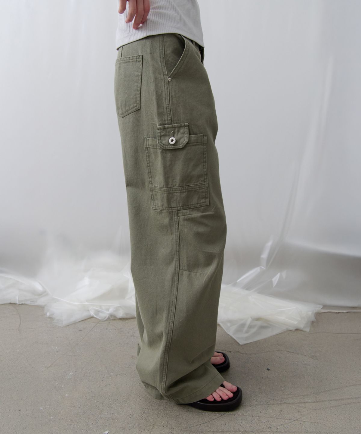 토아베(TOAVE) Russell Cargo Cotton Wide Pants (Khaki)