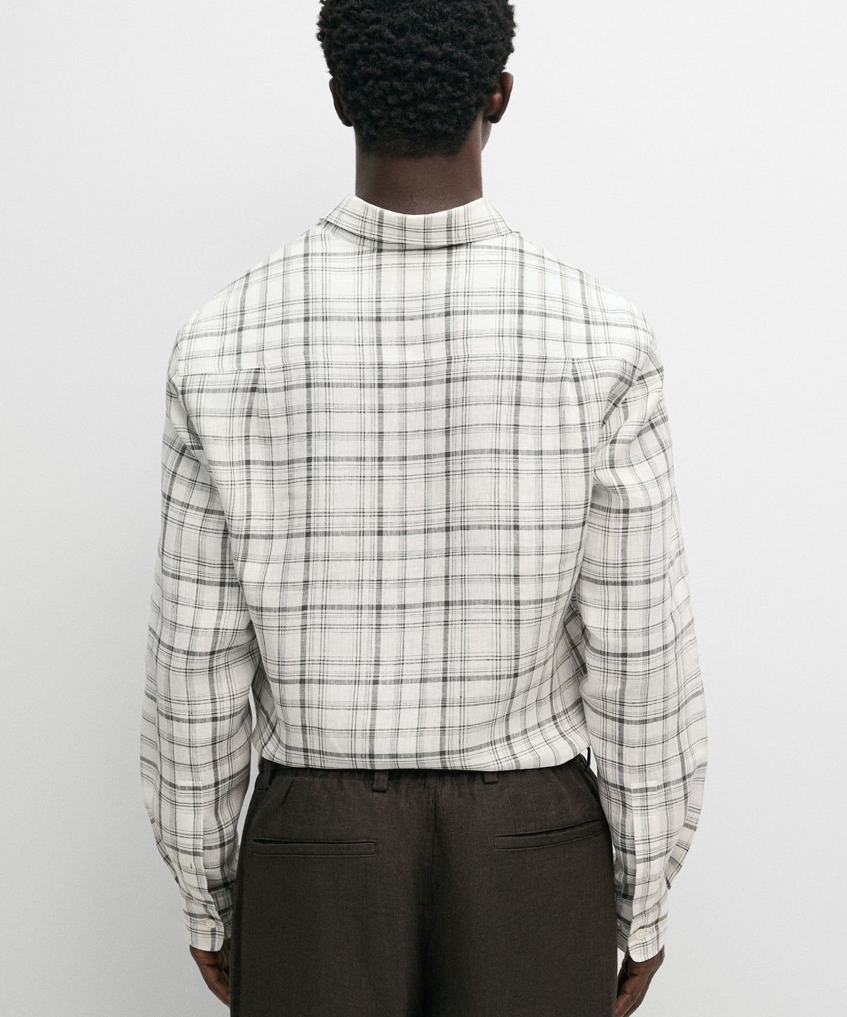 마시모두띠(MASSIMO DUTTI) 100% 린넨 체크 셔츠