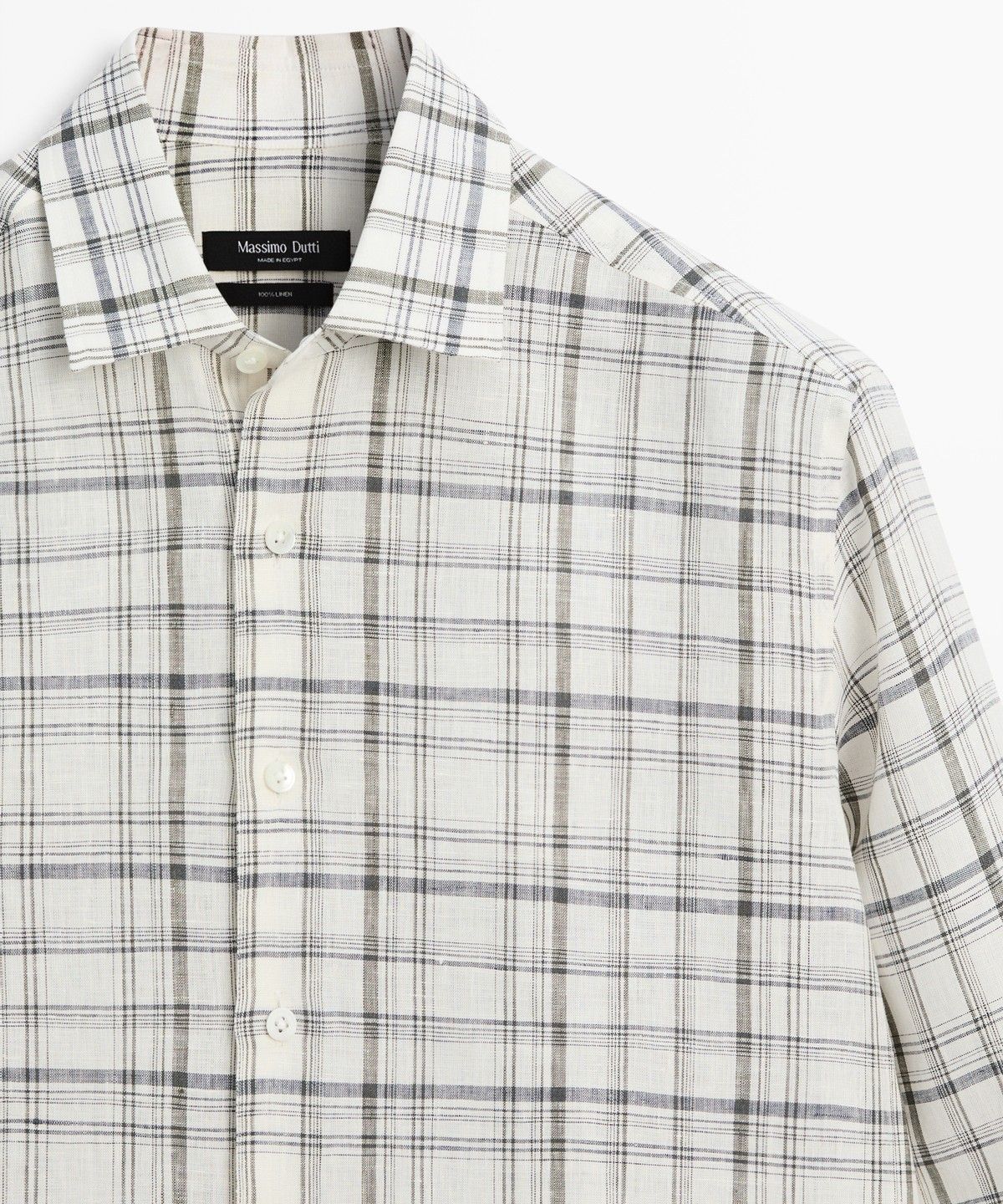 마시모두띠(MASSIMO DUTTI) 100% 린넨 체크 셔츠
