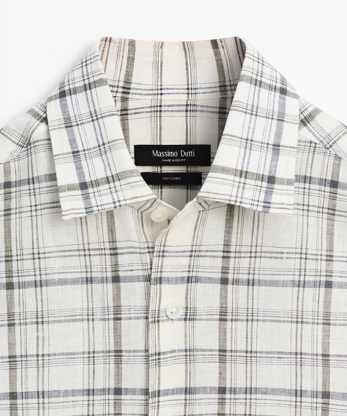 마시모두띠(MASSIMO DUTTI) 100% 린넨 체크 셔츠