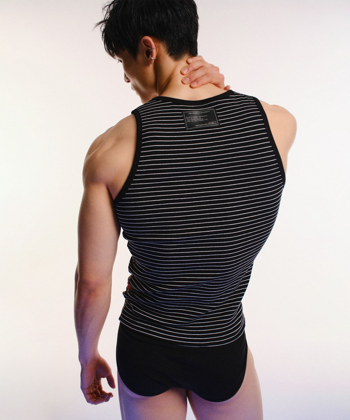 레코딩하우스(RECORDINGHOUSE) REC METAL STRIPE SLEEVELESS [BLACK]