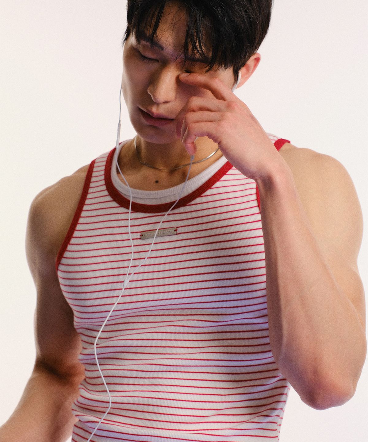 레코딩하우스(RECORDINGHOUSE) REC METAL STRIPE SLEEVELESS [RED]