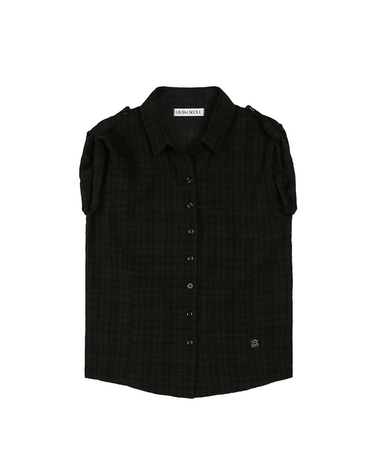 해비즘(HAVISM) CHECK 2-WAY COLLAR S/S SHIRTS(BLACK)