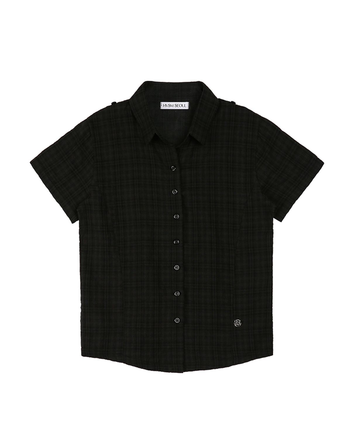 해비즘(HAVISM) CHECK 2-WAY COLLAR S/S SHIRTS(BLACK)