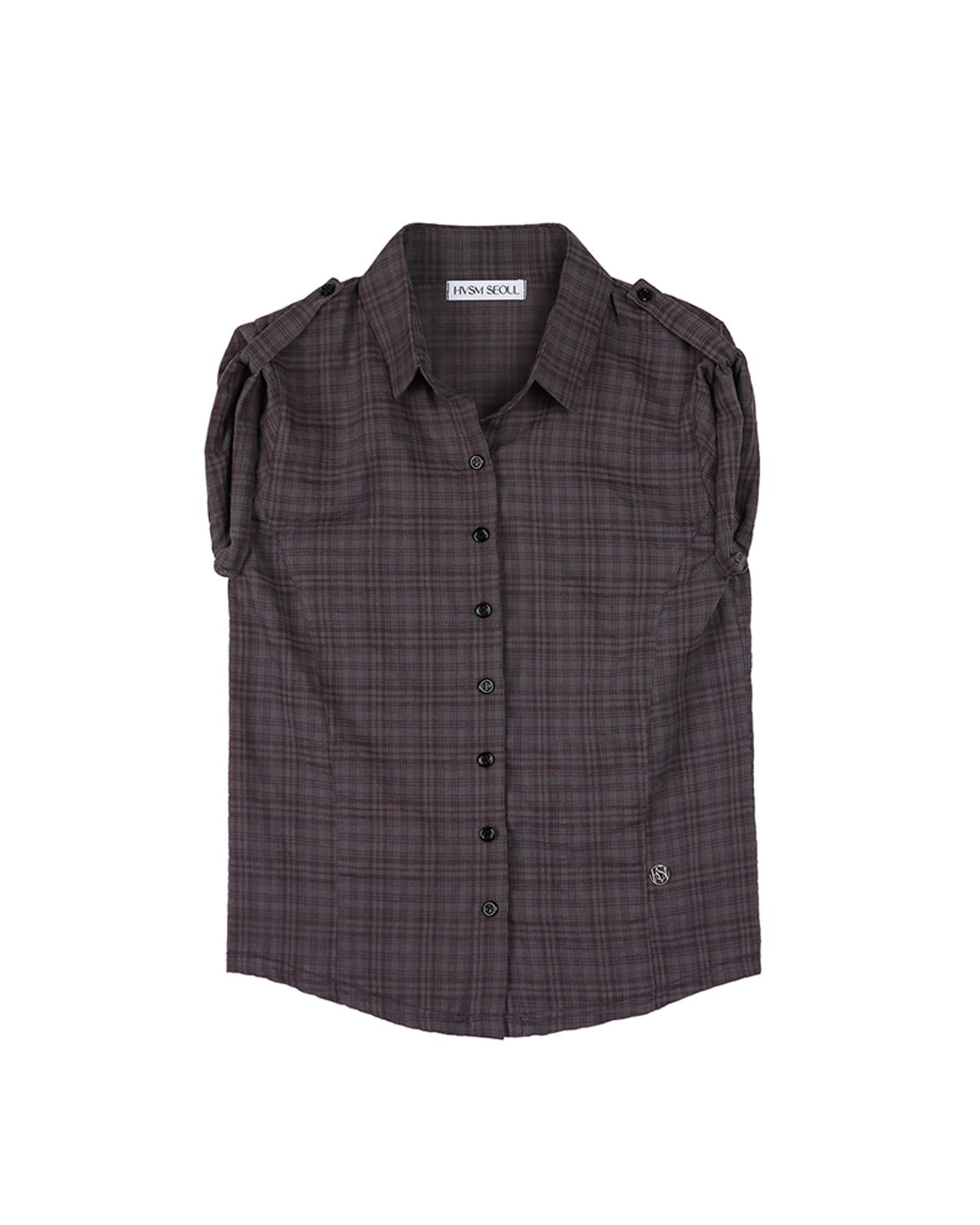 해비즘(HAVISM) CHECK 2-WAY COLLAR S/S SHIRTS(CHARCOAL)