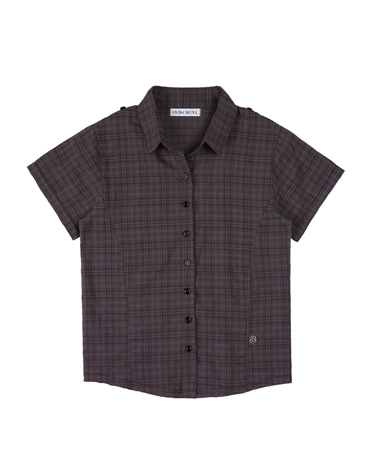 해비즘(HAVISM) CHECK 2-WAY COLLAR S/S SHIRTS(CHARCOAL)