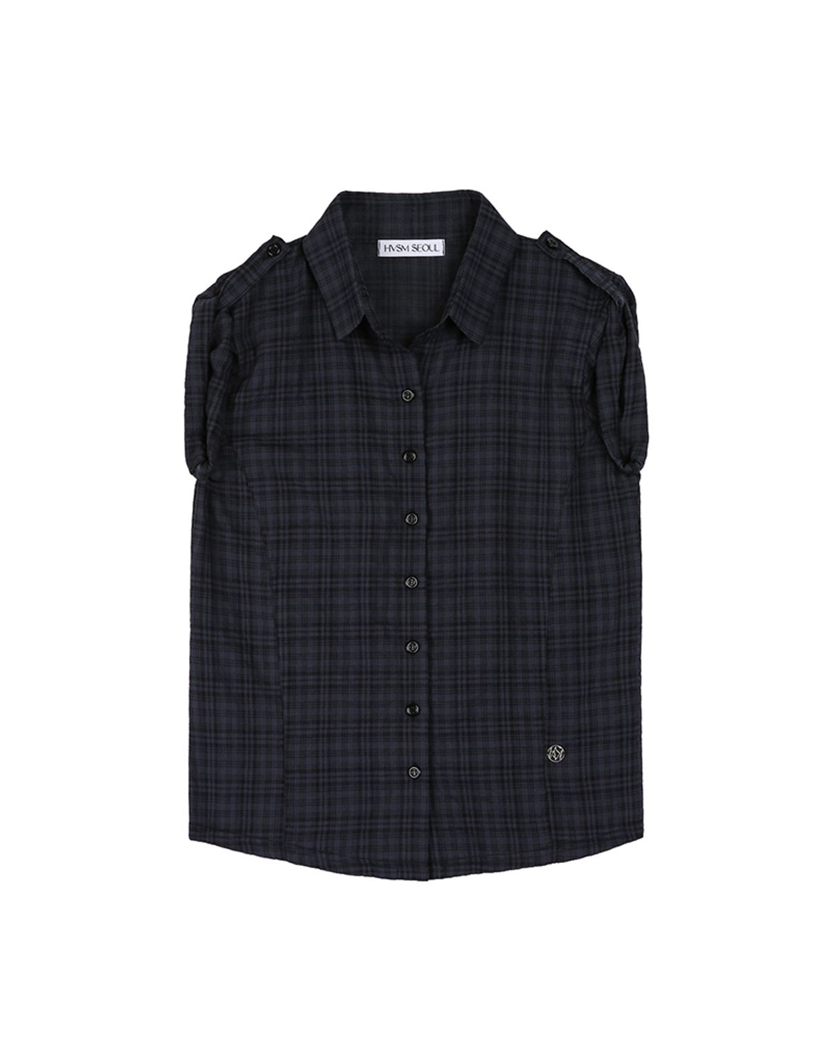 해비즘(HAVISM) CHECK 2-WAY COLLAR S/S SHIRTS(NAVY)