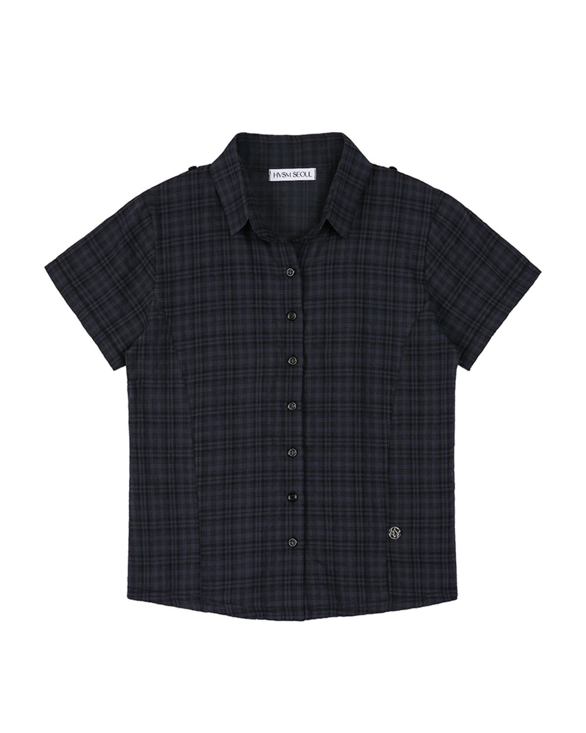 해비즘(HAVISM) CHECK 2-WAY COLLAR S/S SHIRTS(NAVY)