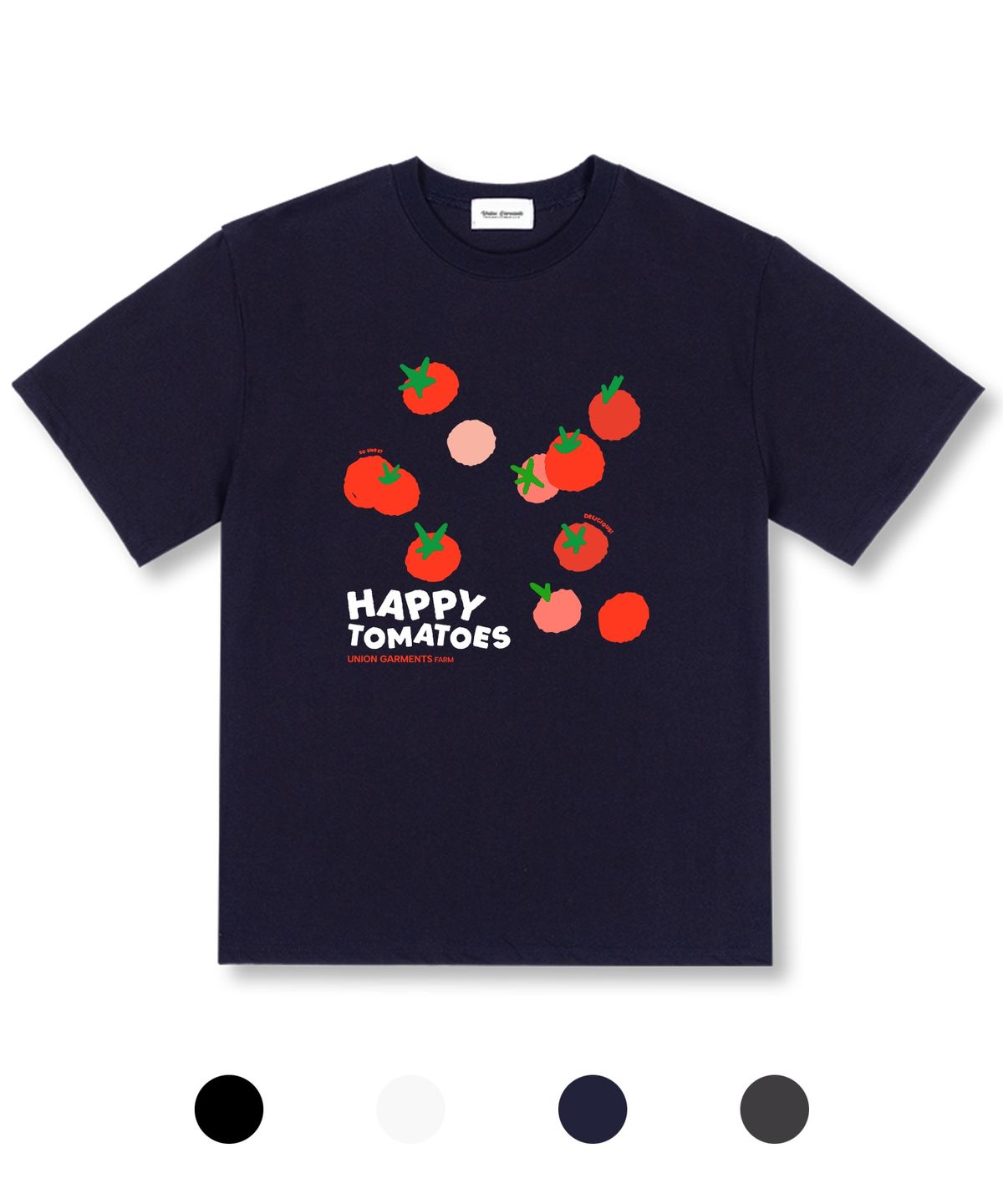 유니온가먼츠(UNION GARMENTS) 해피토마토 오버핏 반팔 티셔츠 4COLOR