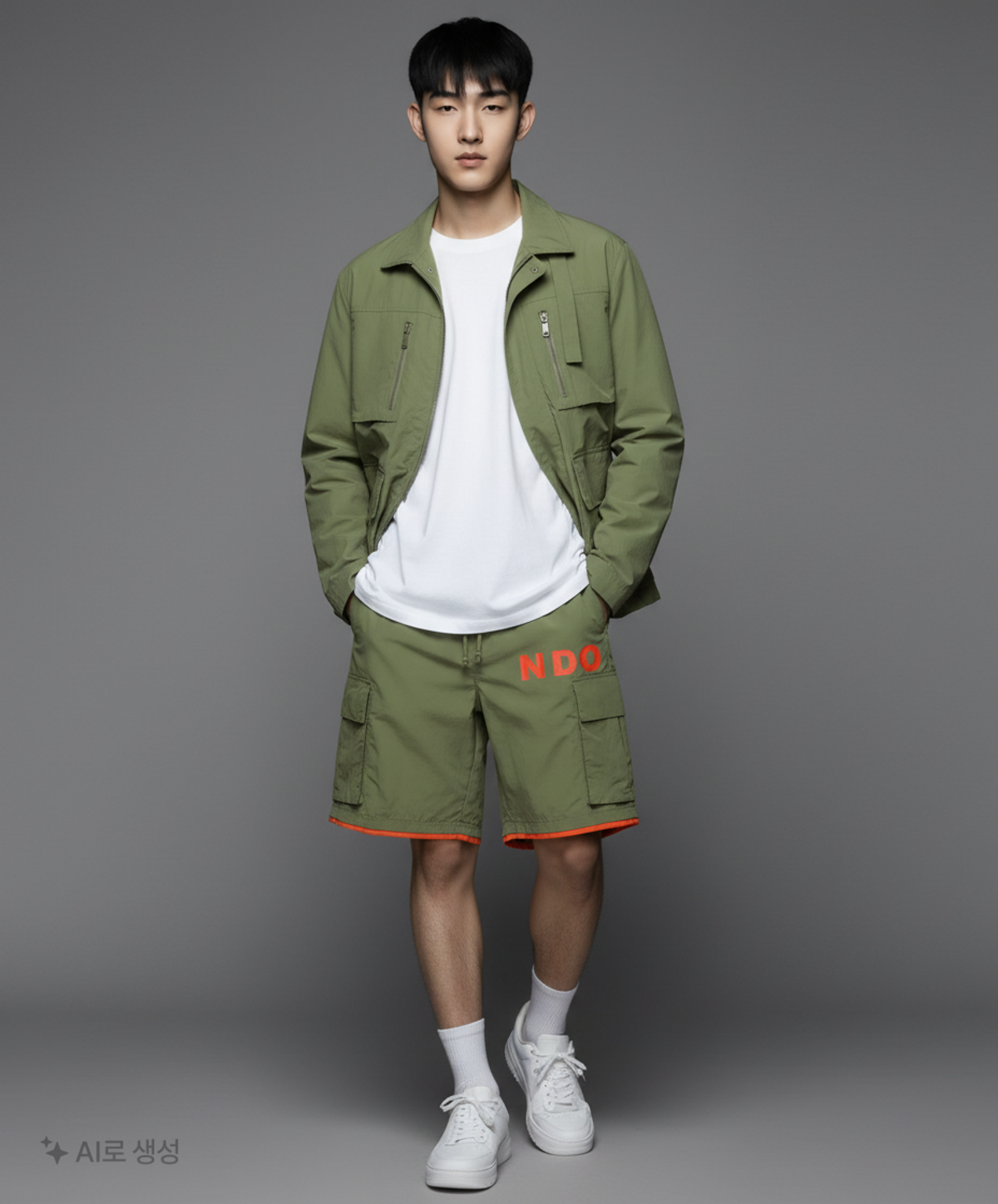 엔더즌(NDOZEN) 카고 하프 팬츠 [KHAKI] 01