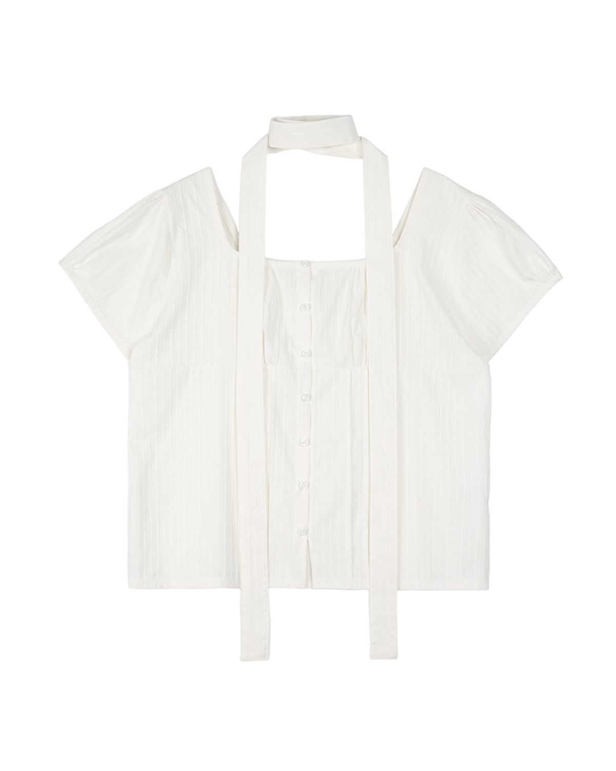 해비즘(HAVISM) SCARF SQUARE NECK BLOUSE(IVORY)