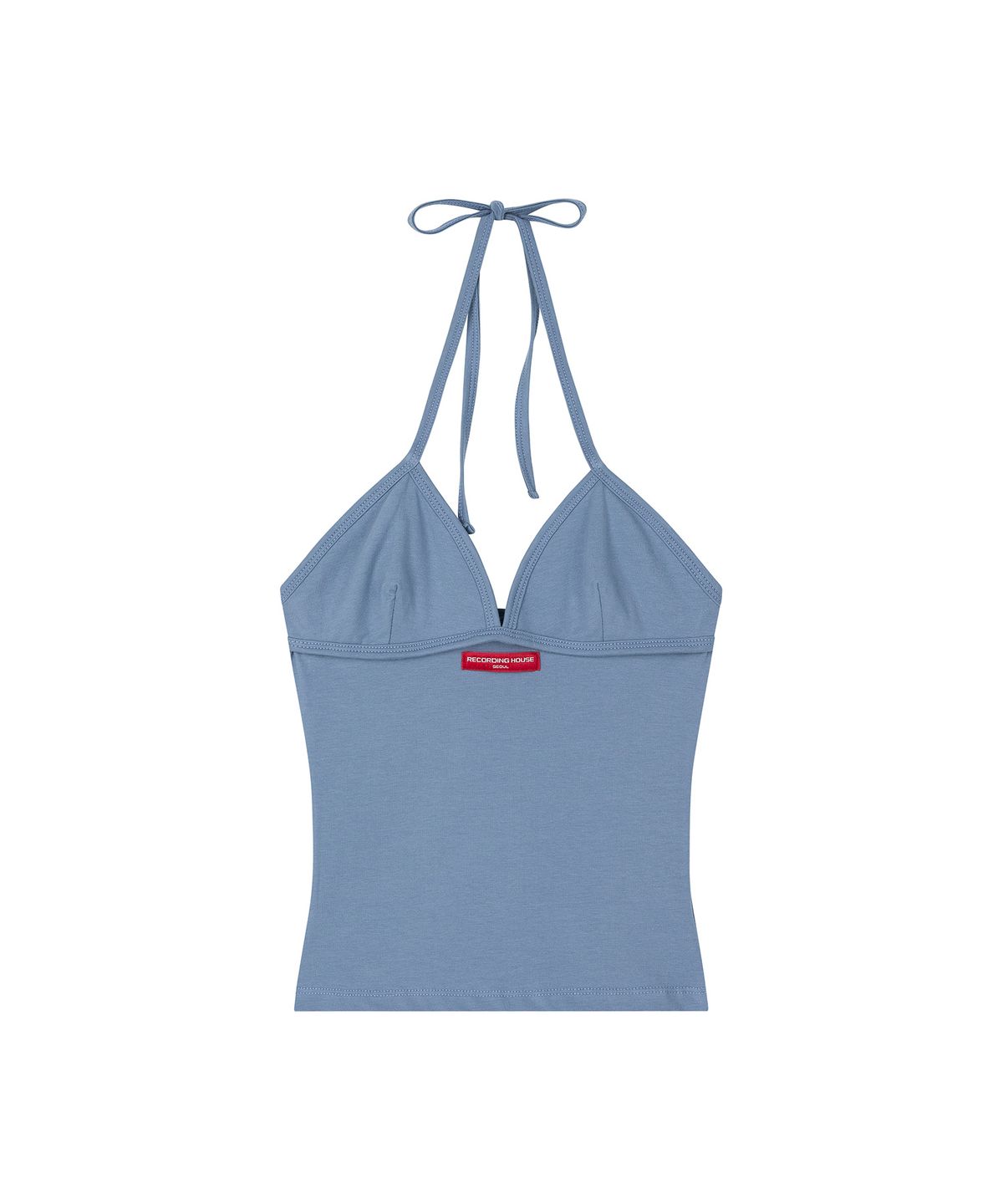 레코딩하우스(RECORDINGHOUSE) W REC SLEEK HALTER NECK [DUSTY BLUE]